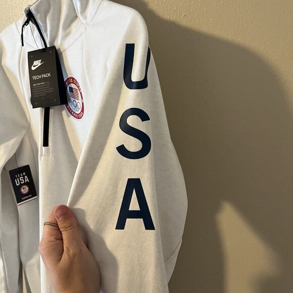 nike olympic tech Hoodie Women S White USA NWT Training Sport Untied State Sport - Picture 8 of 12